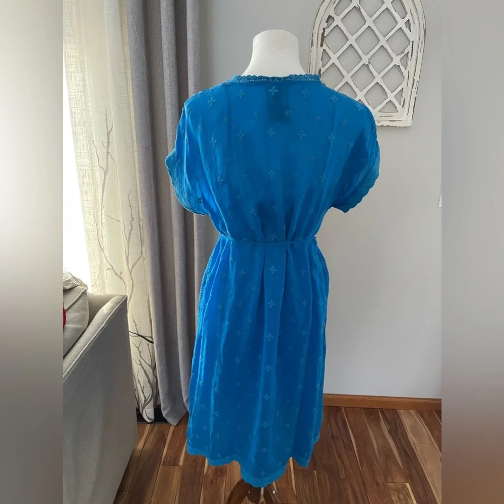 JOHNNY WAS Olympia Eyelet Midi Dress In Ocean Blue Size S - Picture 7 of 14